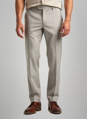 Pantalon chino fermeture zippée sous rabat avec crochet taille haute beige MEYER homme