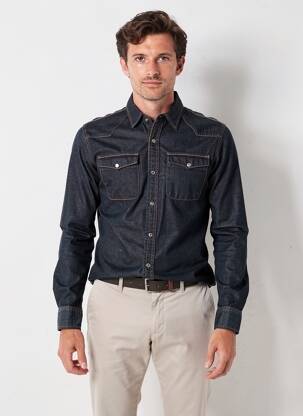 Chemise manches longues coupe droite bleu DAYTONA homme