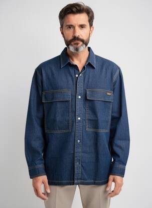 Chemise manches longues poches bleu DAYTONA homme
