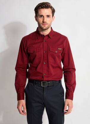 Chemise manches longues poches rouge DAYTONA homme