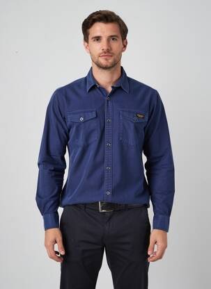 Chemise manches longues poches bleu DAYTONA homme