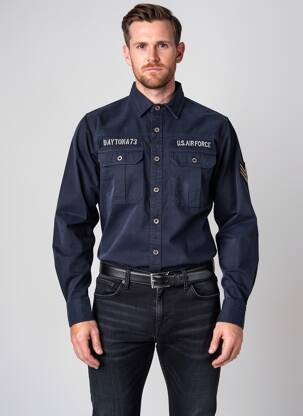 Chemise manches longues poches bleu DAYTONA homme