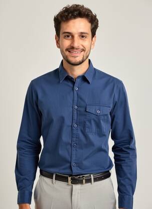 Chemise manches longues poches bleu DAYTONA homme
