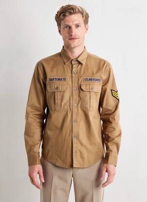 Chemise manches longues poches marron DAYTONA homme