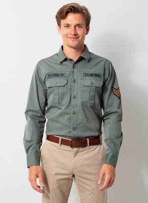 Chemise manches longues poches bleu DAYTONA homme