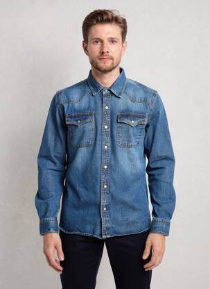 Chemise manches longues poches bleu DAYTONA homme