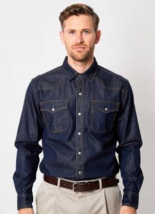 Chemise manches longues poches bleu fonce DAYTONA homme