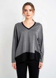 T-shirt manches longues manches longues gris SOPHIA CURVY femme