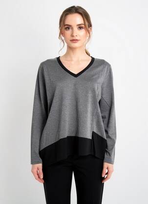 T-shirt manches longues manches longues gris SOPHIA CURVY femme