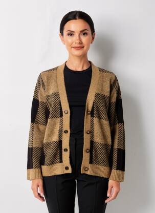 Gilet manches longues stretch marron SIGNATURE femme