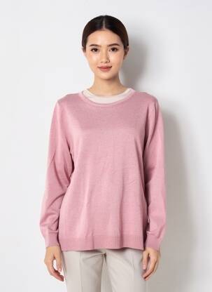 Pull stretch manches longues rose CISO femme
