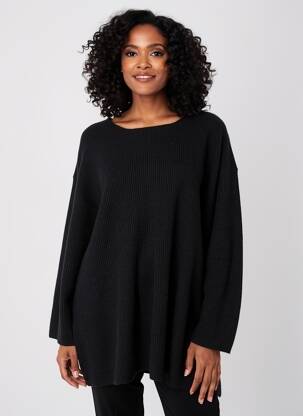 Pull col bateau manches 3/4 noir CISO femme