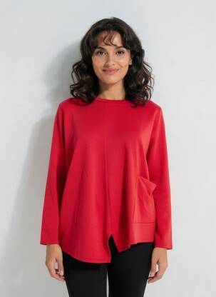 Sweat-shirt manches longues manches longues rouge SOPHIA femme