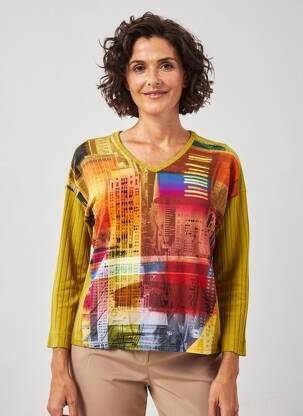 Pull coupe cintrée manches longues vert FRANCK ANNA femme
