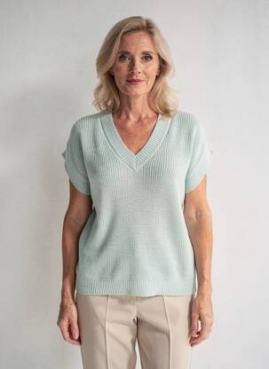Pull coupe droite manches courtes bleu CISO femme