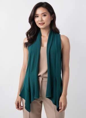 Gilet sans manche sans manche vert FRANCK ANNA femme