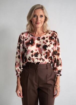 Blouse imprimé fantaisie manches 3/4 noir SIGNATURE femme