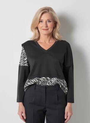 Pull coupe droite manches longues noir FRANCK ANNA femme