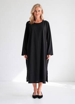 Robe longue imprimé fantaisie manches longues noir CISO femme