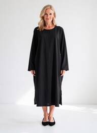 Robe longue manches longues manches longues noir CISO femme