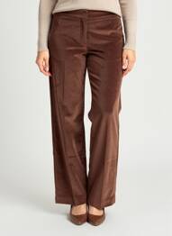Pantalon droit fermeture zippée sous rabat boutonné taille normale marron SIGNE NATURE femme