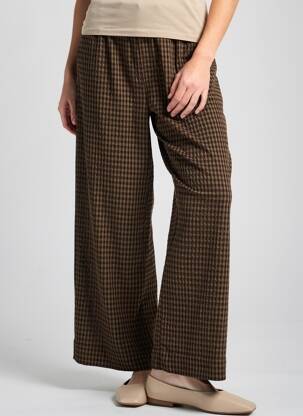 Pantalon large tissage popeline taille normale marron INDI & COLD femme