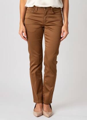 Pantalon slim tissage popeline taille normale marron BRANDTEX femme