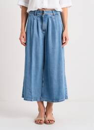 Jeans coupe large tissage brut taille normale bleu INDI & COLD femme