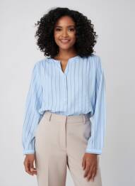 Blouse manches longues manches longues bleu BRANDTEX femme