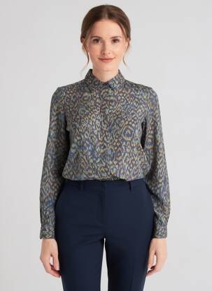 Chemisier coupe cintrée manches longues bleu BRANDTEX femme