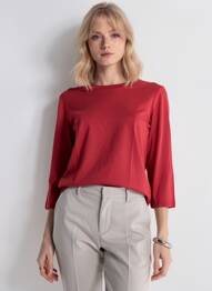 T-shirt stretch manches 3/4 rouge BRANDTEX femme