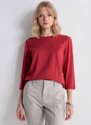 T-shirt manches 3/4 manches 3/4 rouge BRANDTEX femme