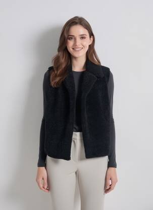 Gilet sans manche fausses poches noir SIGNE NATURE femme