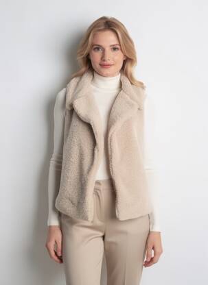 Gilet sans manche fausses poches beige SIGNE NATURE femme