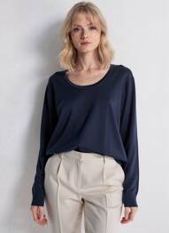 Pull stretch manches longues bleu BRANDTEX femme