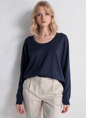 Pull stretch manches longues bleu BRANDTEX femme