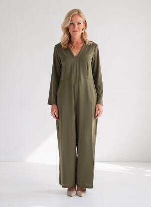 Combi-pantalon coupe fluide manches longues vert SURKANA femme