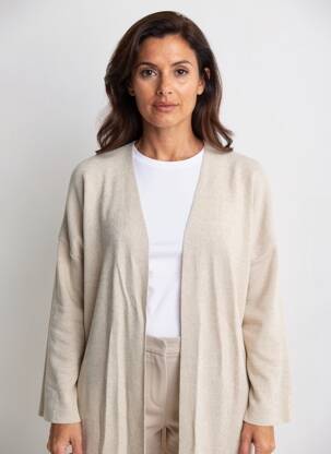 Gilet manches longues col v beige MUS & BOMBON femme