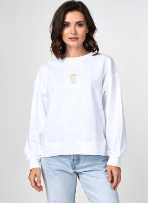 Sweat-shirt manches longues manches longues blanc MUS & BOMBON femme