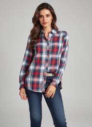 Chemisier imprimé fantaisie manches longues bleu BRANDTEX femme