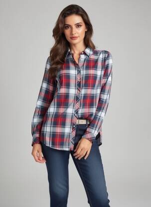 Chemisier imprimé fantaisie manches longues bleu BRANDTEX femme
