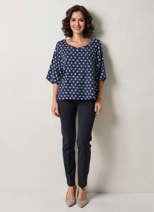 T-shirt manches 3/4 manches 3/4 bleu SURKANA femme