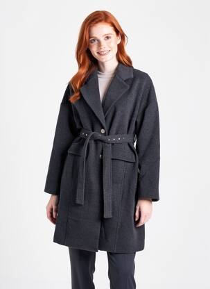 Manteau long coupe cintrée sans capuche gris EVA KAYAN femme