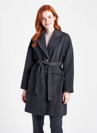 Manteau long coupe cintrée sans capuche gris EVA KAYAN femme