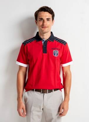 Polo stretch manches courtes rouge RUCKFIELD homme
