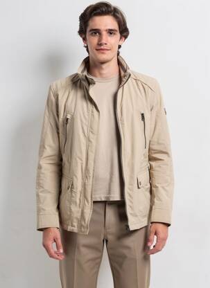 Blouson fermeture zippée sous rabat pressionné beige NEW CANADIAN homme