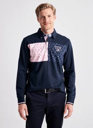 Polo manches longues manches longues bleu MCS homme