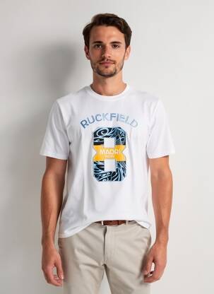 T-shirt broderie manches courtes blanc RUCKFIELD homme