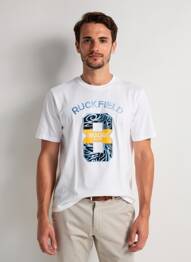 T-shirt broderie manches courtes blanc RUCKFIELD homme
