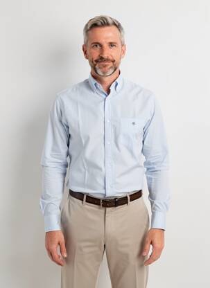 Chemise manches longues poignets boutonnés bleu GANT homme